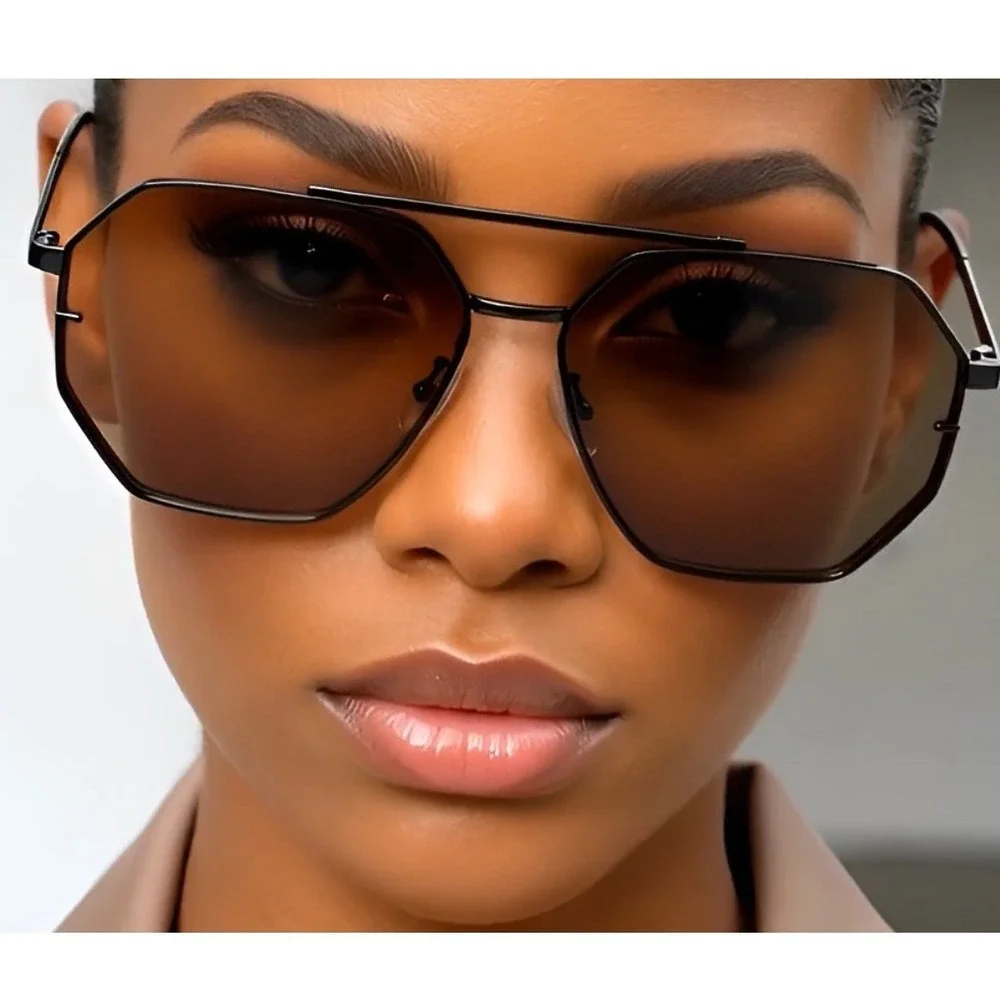 Rimless Sunglasses Women Men Fashion Designer Polygon Sunglasses Driving Fishing